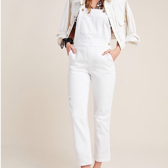 ✨ Anthropologie Pilcro Denim White Overalls - Picture 1 of 7
